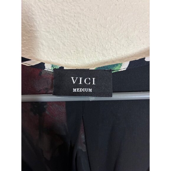 VICI Maxi Dress Business Casual Boho Floral Side Slit Sleeveless Black Sz Medium - Picture 6 of 7